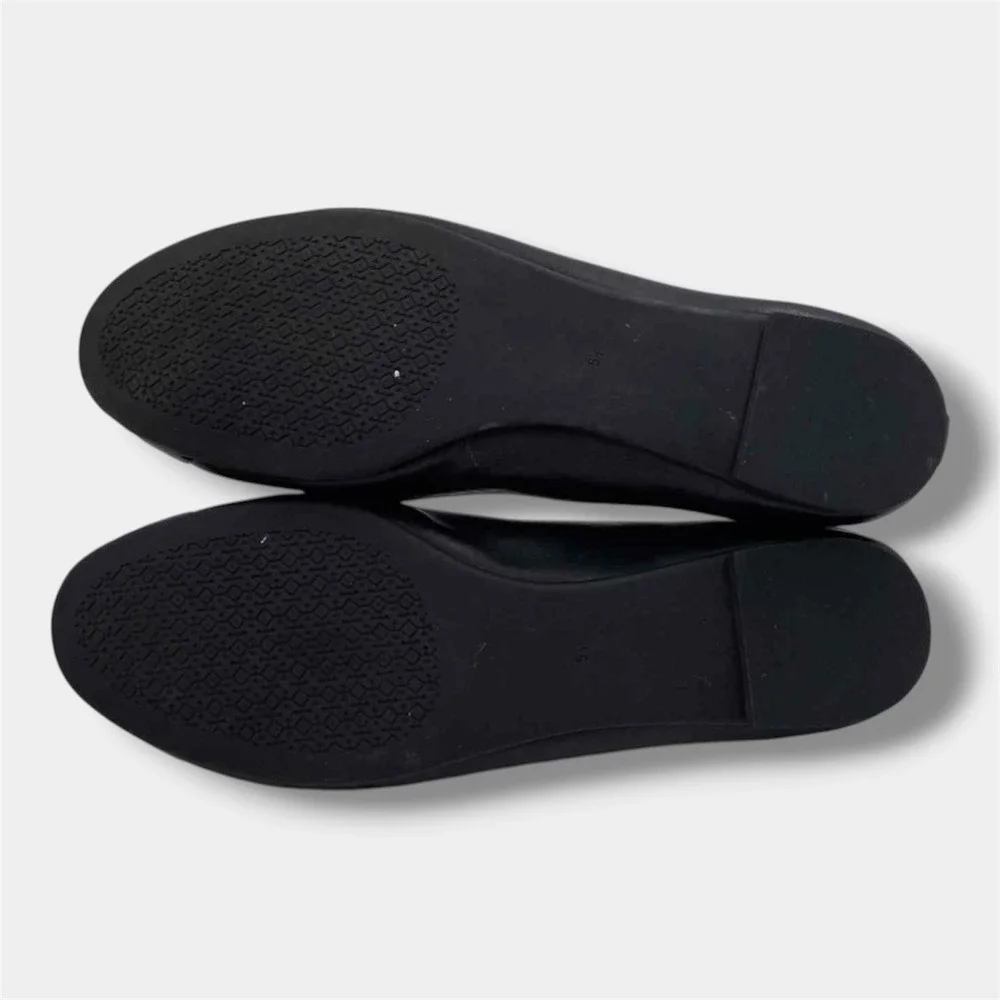 Tory Burch Ballet Flats Women 5.5 Black Excellent Leather Patent Logo Cap Toe